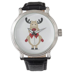 Reloj De Pulsera Reno Con Cuero Vintage De Vejez De Vela De Bow Roj