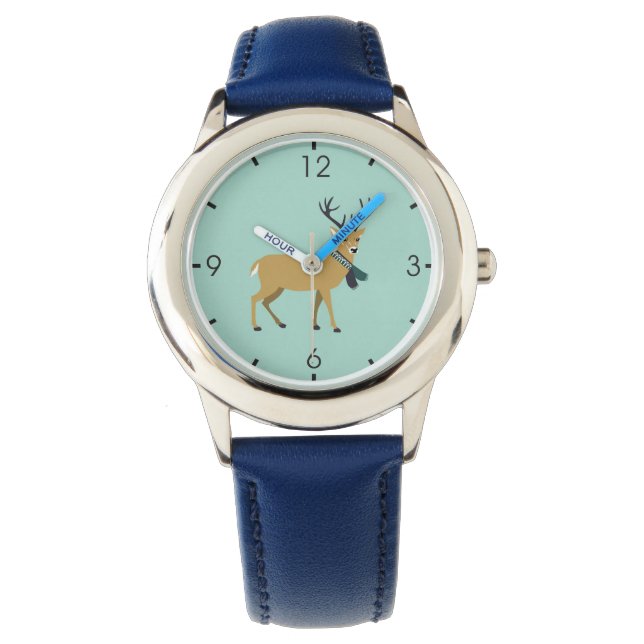 Reloj De Pulsera Reno con una bufanda de invierno (animal Navidad) (Anverso)