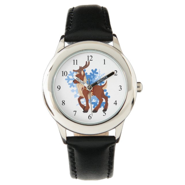Reloj De Pulsera Renos y copos de nieve (Anverso)