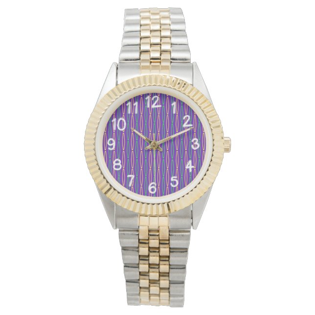 Reloj De Pulsera Repetición geométrica de Mardi Gras (Anverso)