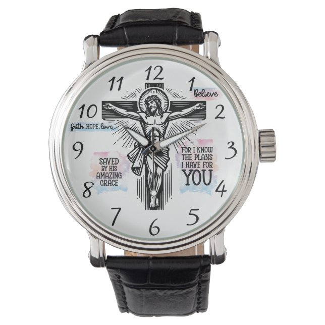 Reloj De Pulsera Representación de Jesús en la cruz (Anverso)