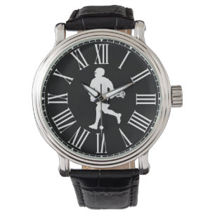 Reloj De Pulsera Reproductor de Lacrosse en blanco y negro
