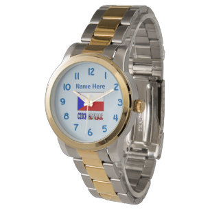 Reloj De Pulsera República Checa Bandera Checa Personalización Negr