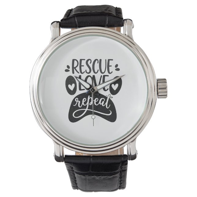 Reloj De Pulsera Rescate Amor Repetir Perro Paw Tee (Anverso)