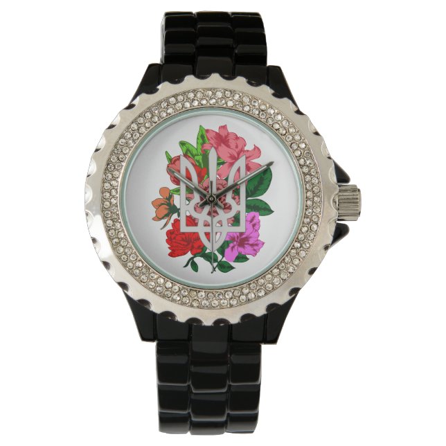 Reloj De Pulsera Resto botánico y tridente ucraniano tryzub (Anverso)