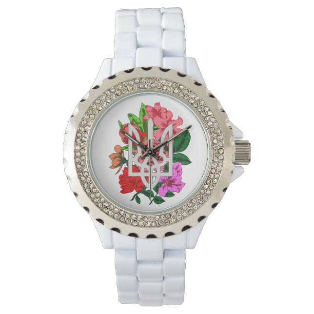 Reloj De Pulsera Resto botánico y tridente ucraniano tryzub (Anverso)