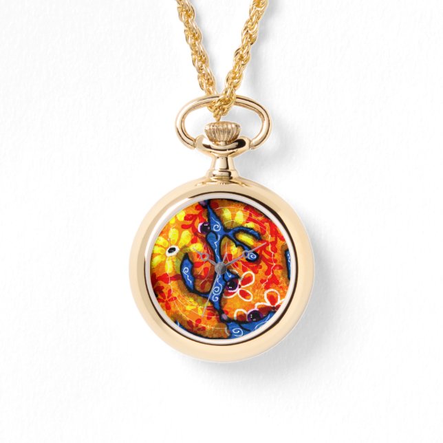 Reloj De Pulsera Resumen caprichoso Koi Goldfish Naranja Floral Azu (Anverso)