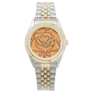 Reloj De Pulsera Resumen de acentos rosas de oro y negro "I Heart Y