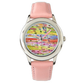 Reloj De Pulsera Resumen de acuarela de líneas coloridas