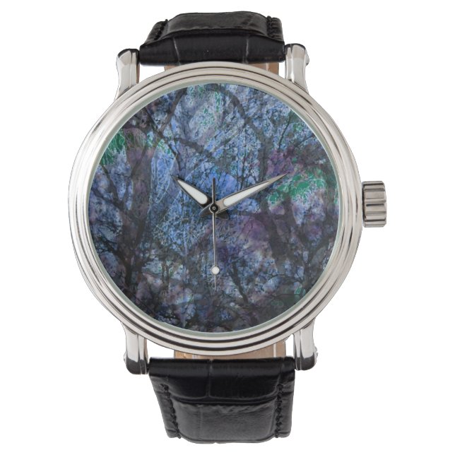 Reloj De Pulsera Resumen de azul y negro de los bosques estratifica (Anverso)