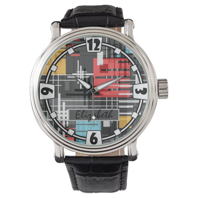 Reloj De Pulsera Resumen de formas geométricas modernas rayadas de  (Anverso)