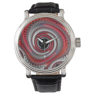 Reloj De Pulsera Resumen de la espiral de gradiente rojo fractal