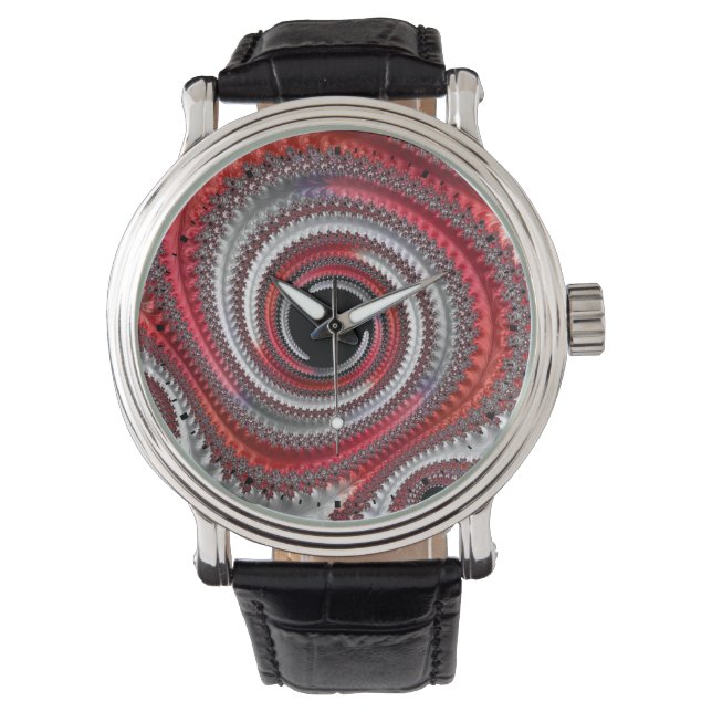 Reloj De Pulsera Resumen de la espiral de gradiente rojo fractal (Anverso)