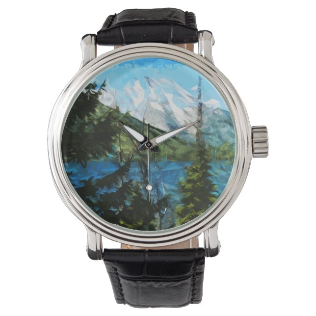 Reloj De Pulsera Resumen de las montañas Wyoming Grand Teton (Anverso)