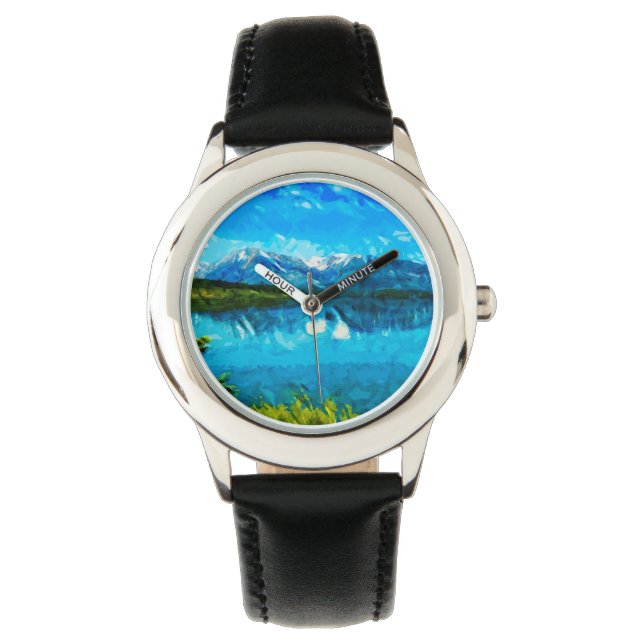 Reloj De Pulsera Resumen de las montañas Wyoming Grand Teton (Anverso)