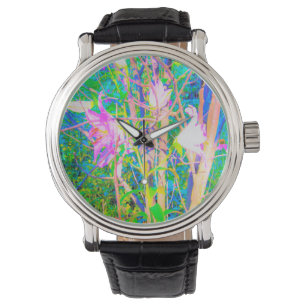 Reloj De Pulsera Resumen de lirios orientales en My Rubio Garden