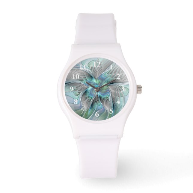Reloj De Pulsera Resumen de mariposa azul verde azul Fantasía arte  (Anverso)