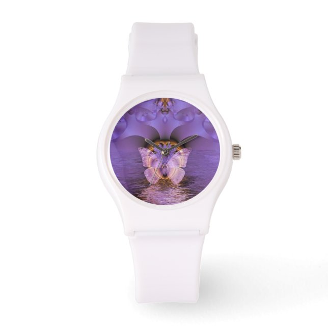 Reloj De Pulsera Resumen de mariposa morada (Anverso)