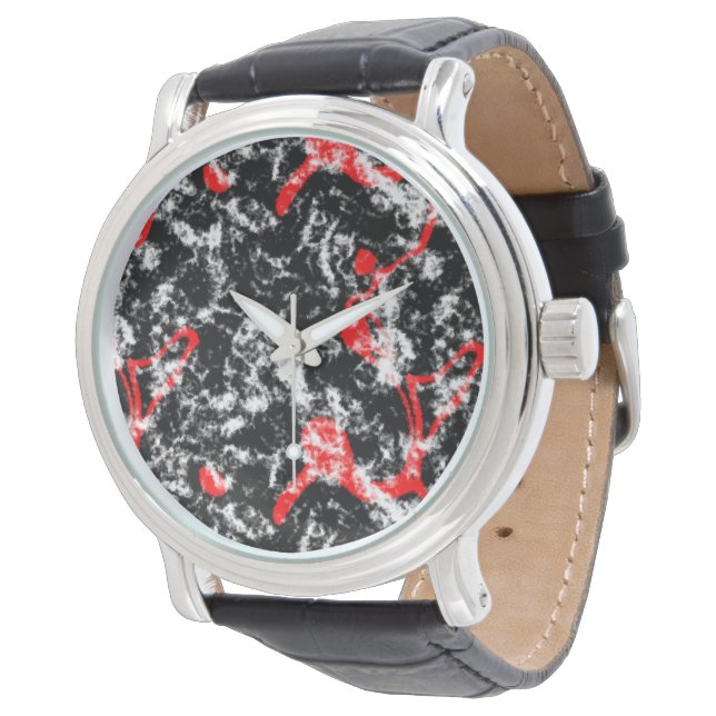 Reloj De Pulsera Resumen de mármol rojo, blanco y negro (Angular)