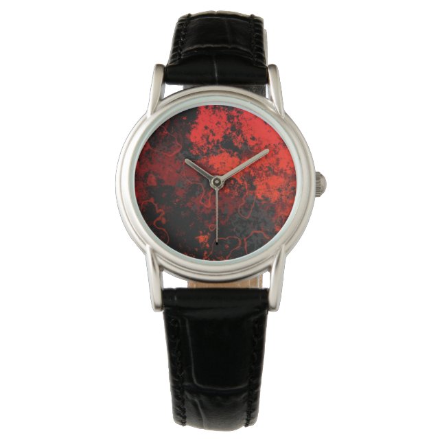 Reloj De Pulsera Resumen de mármol rojo, negro y gris (Anverso)