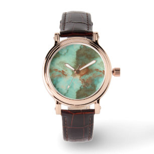 Reloj De Pulsera Resumen de mármol turquesa y rojizo
