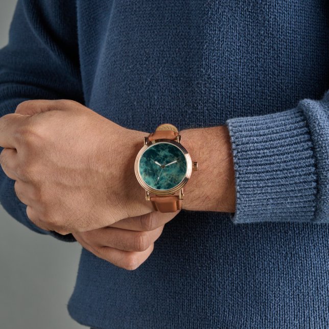 Reloj De Pulsera Resumen de mármol verde azulado (Muñeca)