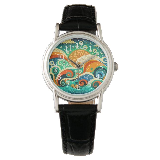 Reloj De Pulsera Resumen de obras de arte de las olas hippie de la  (Anverso)