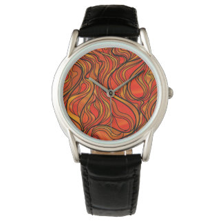 Reloj De Pulsera Resumen de vidrio contenido por naranja