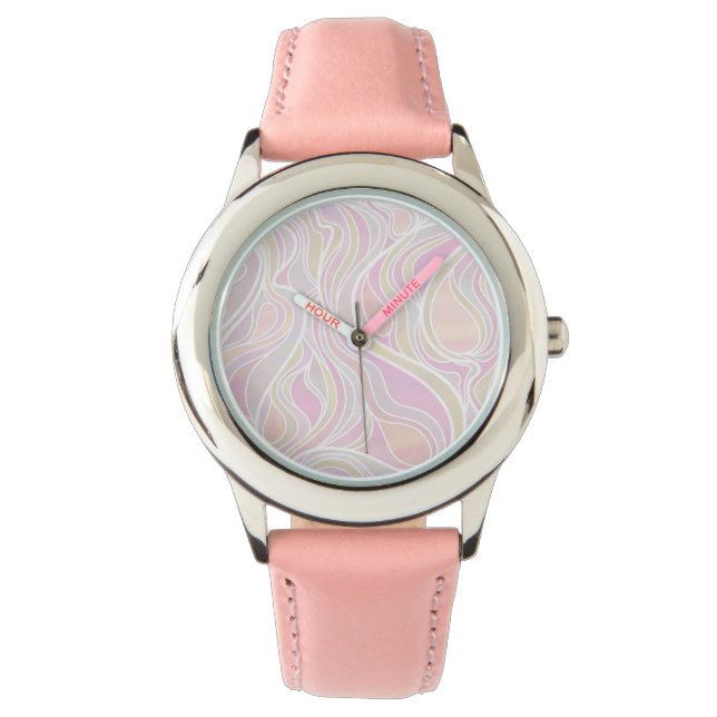 Reloj De Pulsera Resumen de vidrio manchado rosado (Anverso)