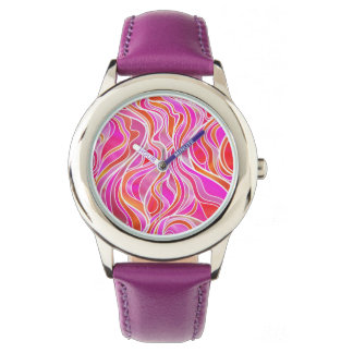 Reloj De Pulsera Resumen de vidrio manchado rosado