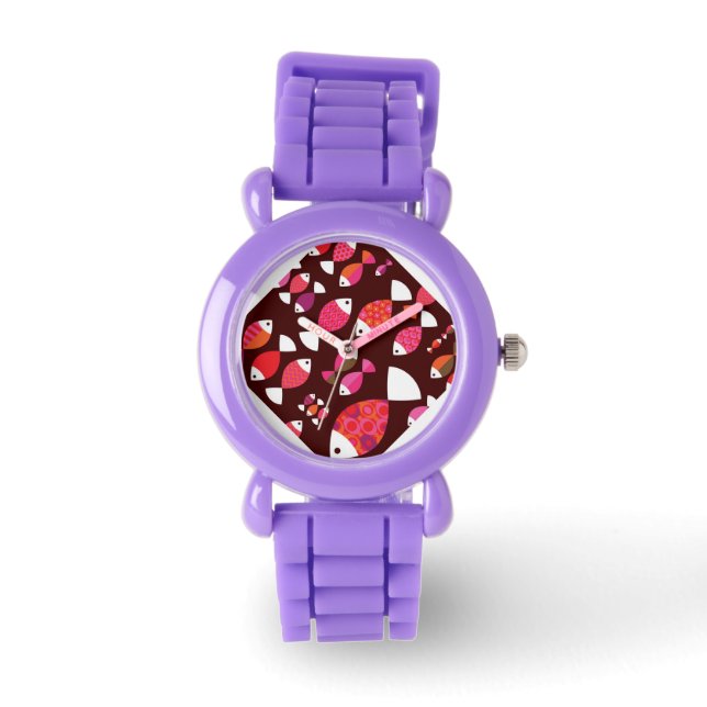 Reloj De Pulsera Resumen del patrón submarino de peces retro (Anverso)