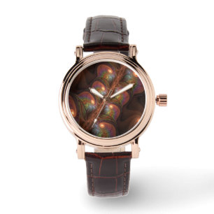 Reloj De Pulsera Resumen fluorescente colorido Trippy Brown Fractal