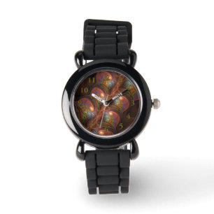 Reloj De Pulsera Resumen fluorescente colorido Trippy Brown Fractal