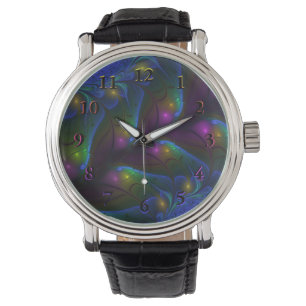 Reloj De Pulsera Resumen luminoso colorido de fractal trippy modern