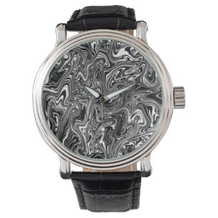 Reloj De Pulsera Resumen Mármol Líquido Blanco y Negro