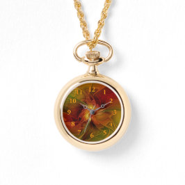 Reloj De Pulsera Resumen Naranja rojo Brown Flor de arte fractal ve