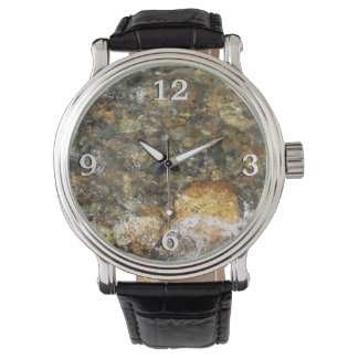 Reloj De Pulsera Resumen natural de guijarros rojos marrones y gris