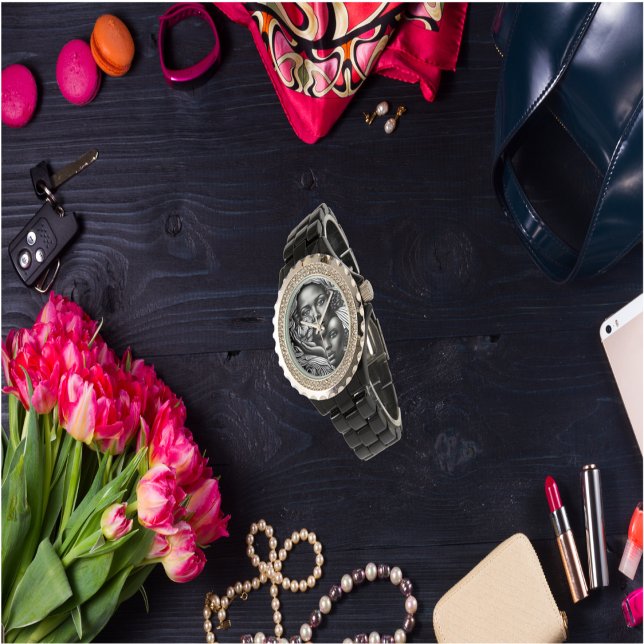 Reloj De Pulsera Resumen negro y blanco de mujeres afroamericanas (Subido por el creador)