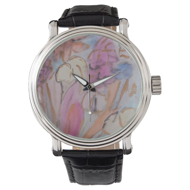Reloj De Pulsera Resumen Pastel Floral (Anverso)
