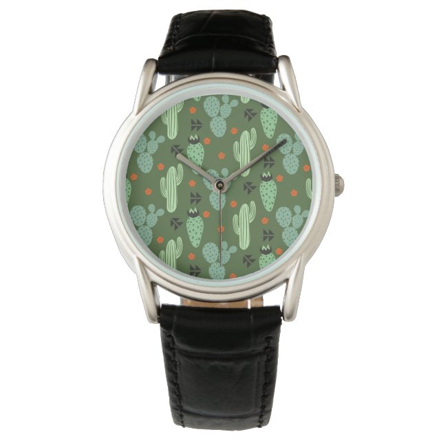Reloj De Pulsera Resumen Patrón del Desierto de Hipster Cactus (Anverso)