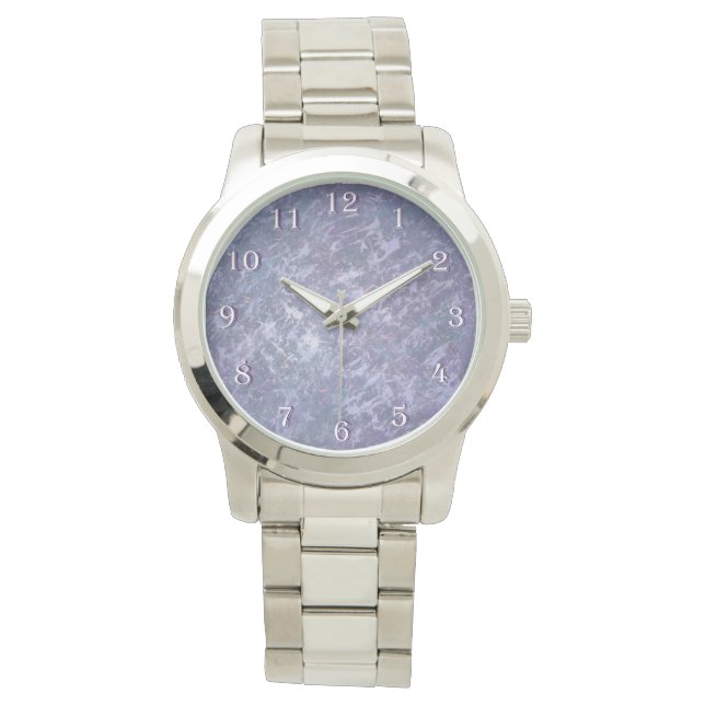 Reloj De Pulsera Resumen púrpura de Lavender | Pincel metálico (Anverso)