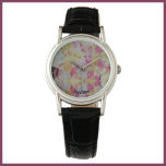Reloj De Pulsera Resumen rosa negro y amarillo<br><div class="desc">Magnífico patrón abstracto rosa negro y amarillo con purpurina sutil. Añade tu nombre para personalizar.</div>