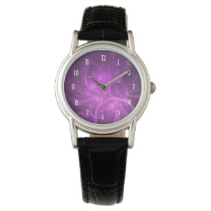 Reloj De Pulsera Resumen rosa y púrpura fractal con círculos