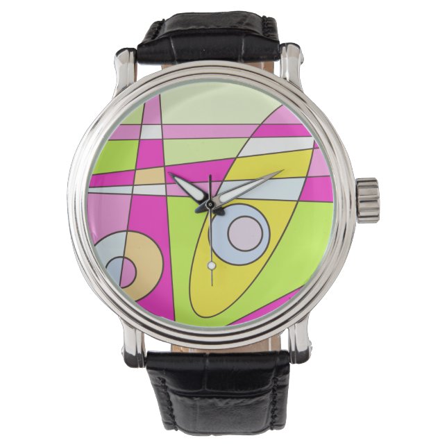 Reloj De Pulsera Resumen Surfing Bright Pink Green Bubblegegum (Anverso)