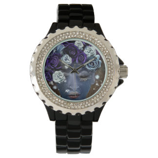 Reloj De Pulsera Resumen surrealista Índigo Face & Flores