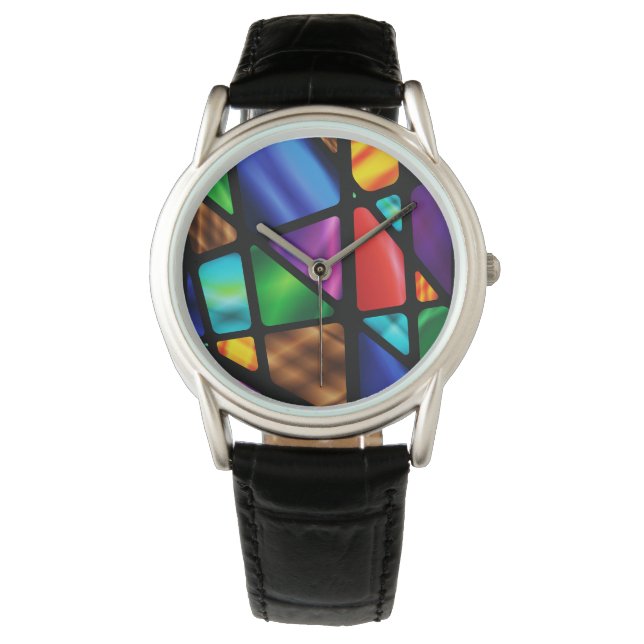 Reloj De Pulsera Resumen Ventana de vidrio manchado (Anverso)