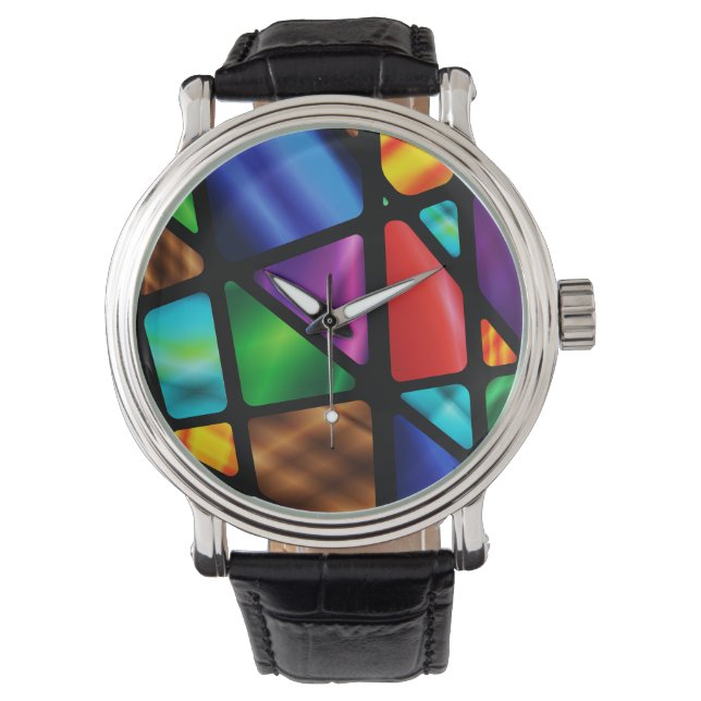Reloj De Pulsera Resumen Ventana de vidrio manchado (Anverso)