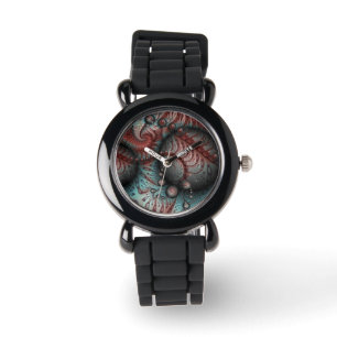Reloj De Pulsera Resumen Vivid Fantasy Fractal Art Brown Blue
