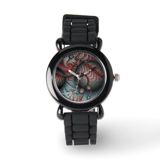 Reloj De Pulsera Resumen Vivid Fantasy Fractal Art Brown Blue (Anverso)