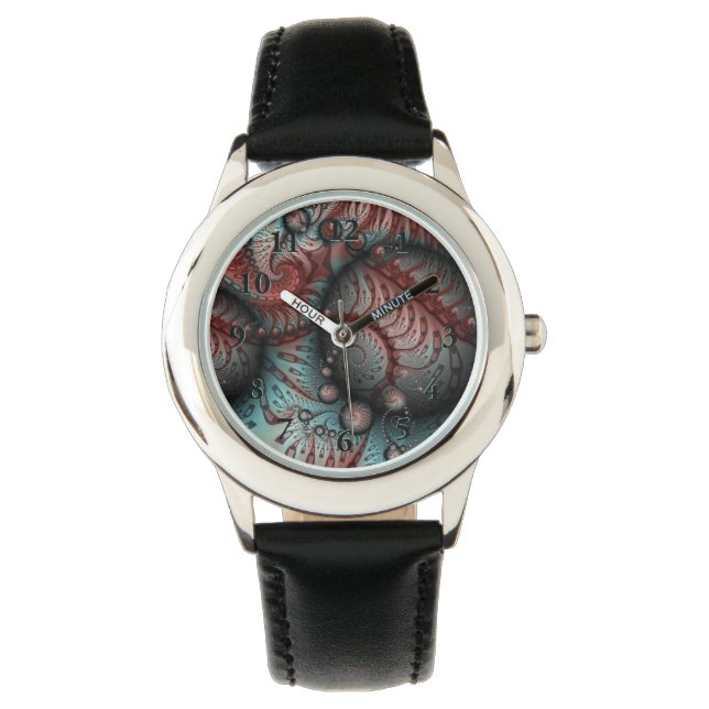 Reloj De Pulsera Resumen Vivid Fantasy Fractal Art Brown Blue (Anverso)